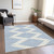 3' X 5' Ivory And Blue Geometric Washable Indoor Outdoor Area Rug