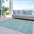 3' X 5' Teal Blue And Ivory Floral Washable Indoor Outdoor Area Rug