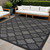 5' Charcoal And Black Square Trellis Indoor Outdoor Area Rug