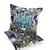 Modern Set of Two 16" X 16" Blue and Green Blown Seam Floral Indoor Outdoor Throw Pillow for Living Room Bedroom Office