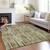3' X 5' Olive Green Brown And Beige Abstract Washable Indoor Outdoor Area Rug
