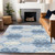 5' X 8' Sky Blue Gray And Ivory Trellis Washable Indoor Outdoor Area Rug