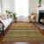 3' X 5' Coral Gold And Green Striped Washable Indoor Outdoor Area Rug