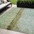 5' X 8' Olive Green And Blue Abstract Washable Indoor Outdoor Area Rug