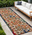 10' Ivory Blue Orange And Green Trellis Indoor Outdoor Runner Rug