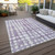3' X 5' Purple And Ivory Abstract Washable Indoor Outdoor Area Rug