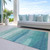 5' X 8' Turquoise Striped Washable Indoor Outdoor Area Rug