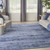 9' X 12' Denim Blue And Navy Blue Abstract Indoor Outdoor Area Rug