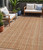 5' X 8' Rust Beige And Linen Striped Washable Indoor Outdoor Area Rug
