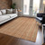5' X 8' Rust Beige And Linen Striped Washable Indoor Outdoor Area Rug