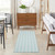 8' Aqua And Ivory Geometric Indoor Outdoor Runner Rug - Aqua, Ivory