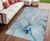 5' X 8' Blue and Ivory Abstract Washable Non Skid Indoor Outdoor Area Rug