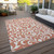 5' X 8' Salmon And Ivory Floral Washable Indoor Outdoor Area Rug