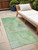8' Runner Green Abstract Washable Non Skid Indoor Outdoor Runner Rug Transitional Style - Green Color