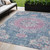 5' X 8' Blue Floral Medallion Washable Indoor Outdoor Area Rug