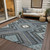 5' X 8' Pewter Charcoal And Sky Blue Tribal Washable Indoor Outdoor Area Rug