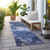 8' Runner Blue Abstract Washable Non Skid Indoor Outdoor Runner Rug Transitional Style - Blue Color