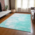 3' X 5' Aqua Ivory And Teal Blue Abstract Washable Indoor Outdoor Area Rug