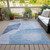 3' X 5' Denim Blue And Navy Blue Abstract Washable Indoor Outdoor Area Rug Transitional Style - Denim Blue, Navy Blue Color
