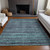 3' X 5' Teal Blue And Gray Striped Washable Indoor Outdoor Area Rug - Teal Blue, Gray
