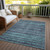 3' X 5' Teal Blue And Gray Striped Washable Indoor Outdoor Area Rug - Teal Blue, Gray