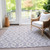 5' X 8' Lavender And Ivory Geometric Washable Indoor Outdoor Area Rug