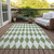 3' X 5' Green And Ivory Geometric Washable Indoor Outdoor Area Rug