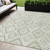 5' X 8' Artichoke Green And Ivory Geometric Washable Indoor Outdoor Area Rug Transitional Style - Artichoke Green, Ivory Color