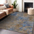 5' X 8' Navy Blue And Brown Abstract Washable Indoor Outdoor Area Rug