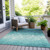 3' X 5' Teal Blue And Ivory Damask Washable Indoor Outdoor Area Rug - Teal Blue, Ivory