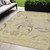 5' X 8' Gold Beige And Taupe Floral Washable Indoor Outdoor Area Rug