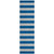 8' Runner Blue and Ivory Striped Washable Non Skid Indoor Outdoor Runner Rug