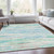 3' X 5' Teal Blue And Ivory Abstract Washable Indoor Outdoor Area Rug - Teal Blue, Ivory