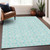 5' X 8' Aqua And Beige Ogee Washable Indoor Outdoor Area Rug