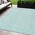 5' X 8' Aqua And Beige Ogee Washable Indoor Outdoor Area Rug