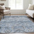 5' X 8' Sky Blue And Denim Blue Floral Washable Indoor Outdoor Area Rug Transitional Style - Sky Blue, Denim Blue Color