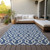 3' X 5' Navy Blue And Ivory Geometric Washable Indoor Outdoor Area Rug Transitional Style - Navy Blue, Ivory Color
