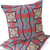 Set of Two 16" X 16" Yellow Red Blown Seam Eclectic Indoor Outdoor Throw Pillow Polyester