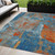 5' X 8' Navy Blue Orange And Ivory Abstract Washable Indoor Outdoor Area Rug