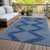 3' X 5' Navy Blue And Ivory Geometric Washable Indoor Outdoor Area Rug Transitional Style - Navy Blue, Ivory Color