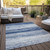 3' X 5' Navy Blue And Ivory Striped Washable Indoor Outdoor Area Rug - 608219160432