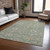 3' X 5' Artichoke Green Ivory And Coral Floral Washable Indoor Outdoor Area Rug