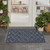 2' X 4' Navy Blue And Ivory Geometric Indoor Outdoor Area Rug
