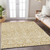 3' X 5' Gold And Beige Damask Washable Indoor Outdoor Area Rug