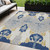 5' X 8' Navy Blue Ivory And Gray Ikat Washable Indoor Outdoor Area Rug