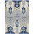 5' X 8' Navy Blue Ivory And Gray Ikat Washable Indoor Outdoor Area Rug