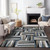 5' X 8' Black Gray And Ivory Geometric Washable Indoor Outdoor Area Rug Transitional Style - Black, Gray, Ivory Color