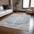3' X 5' Blue And Ivory Oriental Washable Indoor Outdoor Area Rug