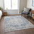 3' X 5' Blue And Ivory Oriental Washable Indoor Outdoor Area Rug