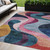 5' X 8' Green Pink And Teal Blue Abstract Washable Indoor Outdoor Area Rug